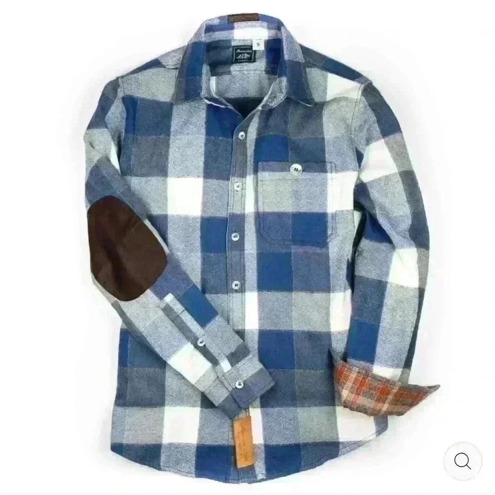 NWOT Maroon Bell Outdoor campfire unisex blue flannel shirt 2xl RUNS SMALL